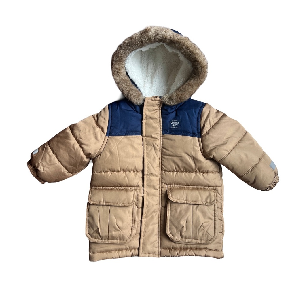 OshKosh B'gosh tan and navy puffer jacket